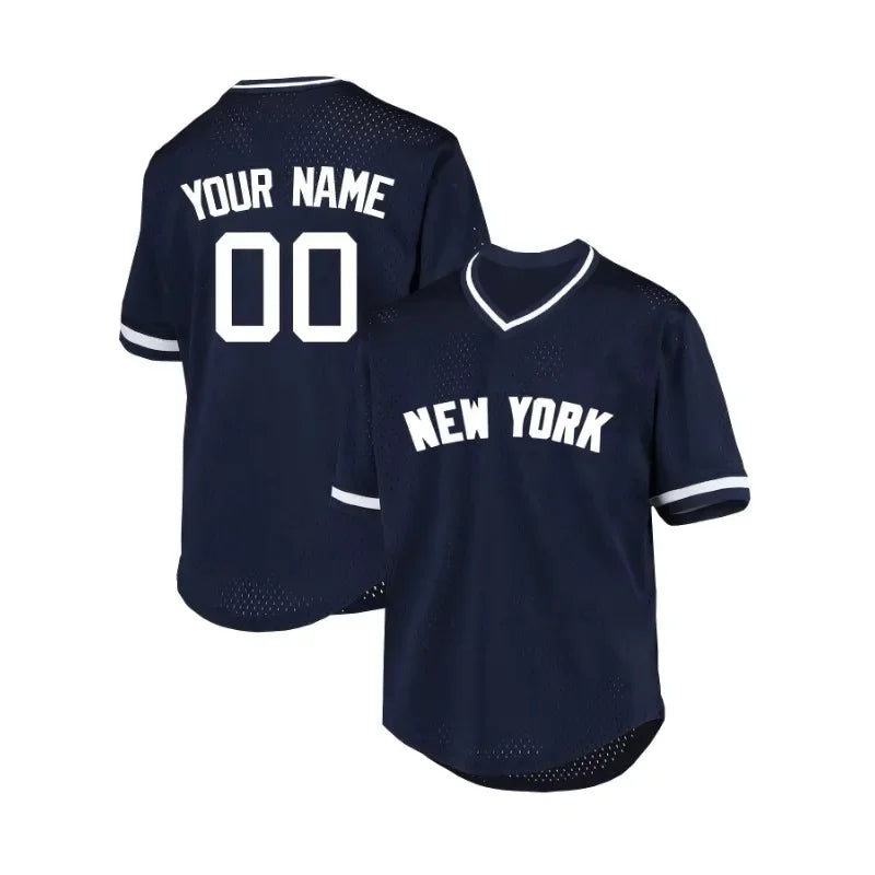 Customized Name and Number Design Men's Baseball Jersey NEW YORK Embroidery Design Short Sleeve Loose Breathable T Shirt for Men