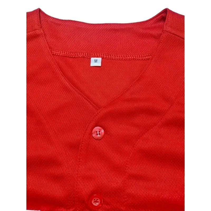 Customized Name And Number Men's Embroidery Baseball Jersey Red V-Neck Personalized Short Sleeve Button Down Shirts Puerto Rico