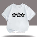 Three Flower Print Children T-shirts Summer Girls Colorful Fashion Kawaii Tops High Quality Kids Crew Neck Short Sleeve T-shirts