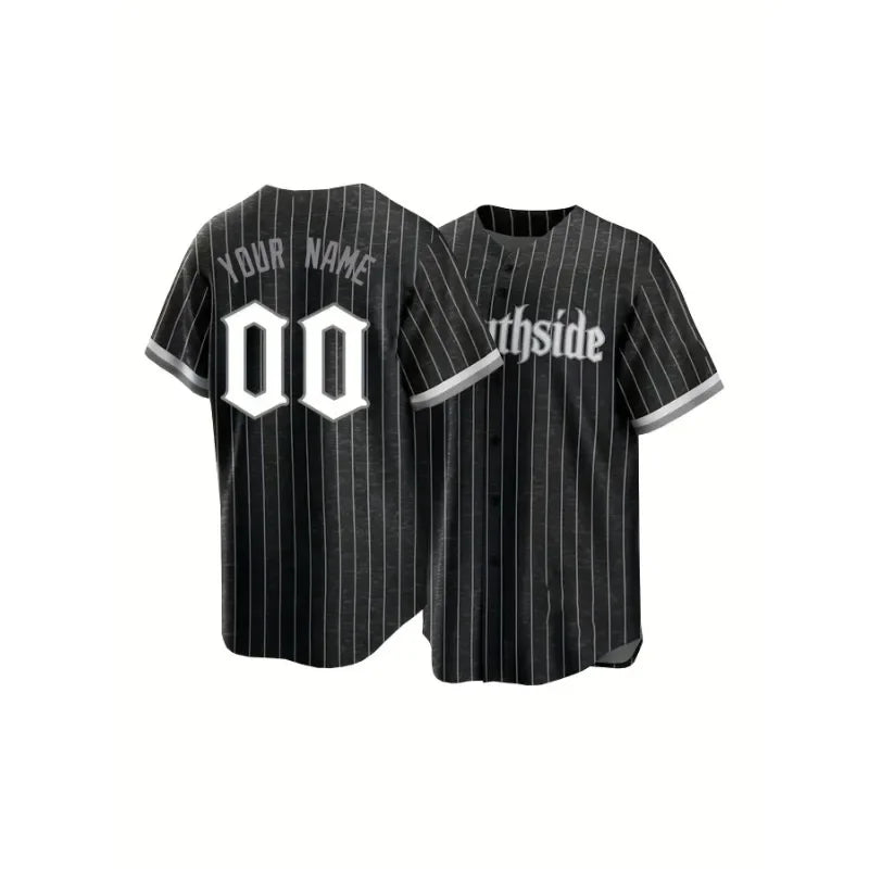 Customized Name & Number Men's Embroidery Baseball Jersey Chicago White Black And White Stripes Personalized Short Sleeve Shirts