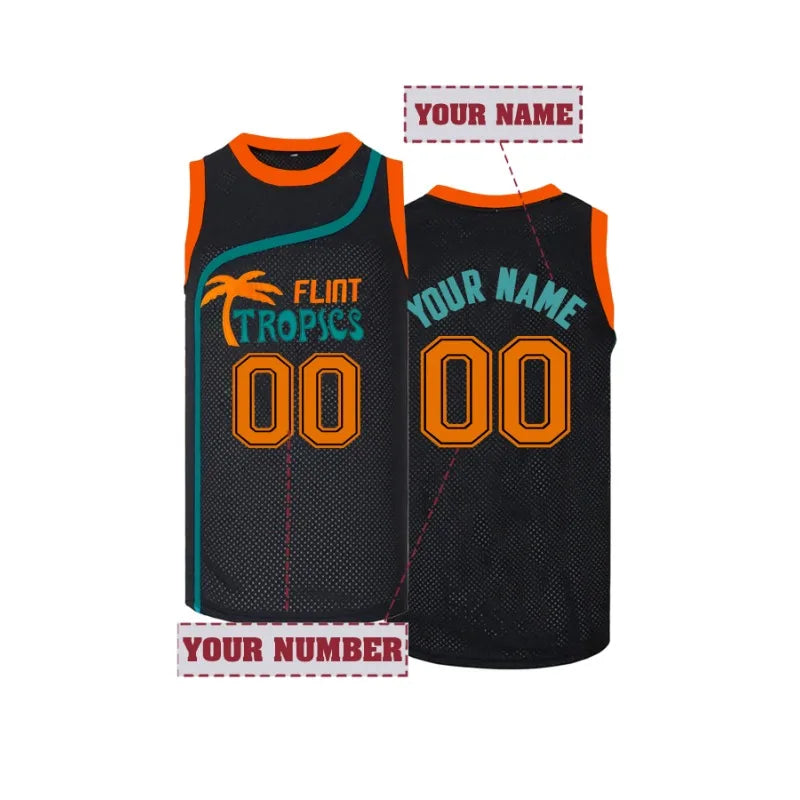 Custom Men's Flint Tropics Basketball Jersey, Personalized Embroidery Name and Number Sleeveless Uniform DIY Basketball Shirt