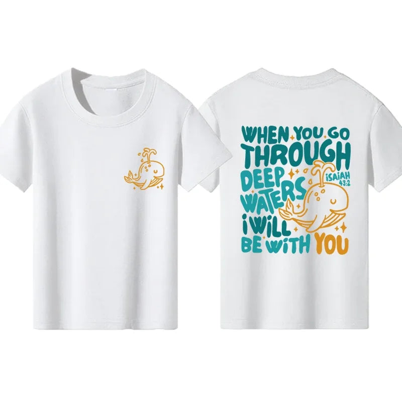 Children's Clothing Whale Print T-shirts Summer Casual Fashion Girls Boys Cute Colorful Tops Kids O-Neck Short Sleeve T-shirts