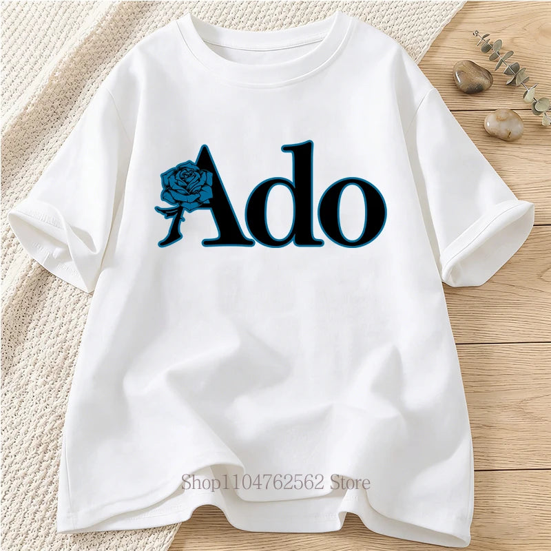 Ado Graphic Print T-shirts Summer Women Men Casual Fashion Streetwear Hip Hop Tops High Quality O-Neck Short Sleeve T-shirts
