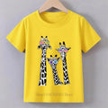 Black White Giraffe Graphic T-shirts for Girls Summer Children Cute Funny Casual Colorful Tops Kids O-Neck Short Sleeve T-shirts