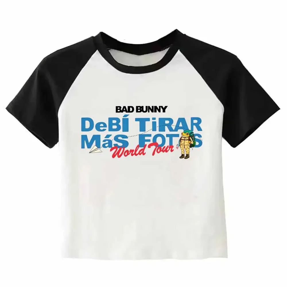 Dtmf Graphic Print Crop Top T-shirts Summer Women's Clothing Fashion Casual Y2K Streetwear Crew Neck Short Sleeve Crop Top Tees