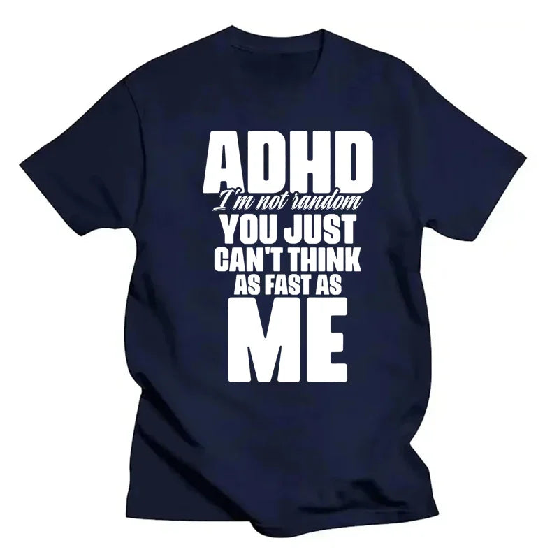 ADHD Letter Graphic Print T-shirt Men's Clothing Summer Casual Fashion Streetwear Tops Women O-Neck Short Sleeve T-shirts