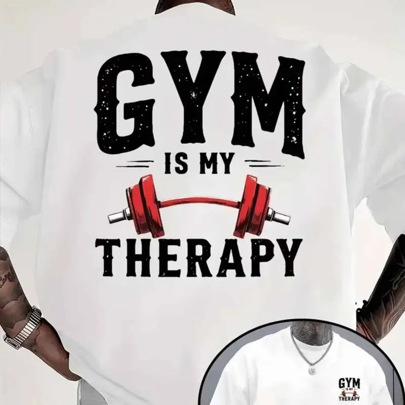 Men's Clothing Gym Print T-Shirt Casual Fashion Summer Harajuku Streetwear Cotton Tops Vintage Crew Neck Short Sleeve T-shirts