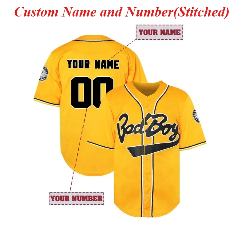 Custom Name And Number Men's Baseball Jersey Embroidered Bad Boy Short Sleeve Breathable Sportswear Men Clothing DIY T-Shirt