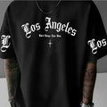 Los Angel Print T-shirts Summer Men American Style Vintage Casual Fashion High Street Tops Crew Neck Short Sleeve Cotton Tees