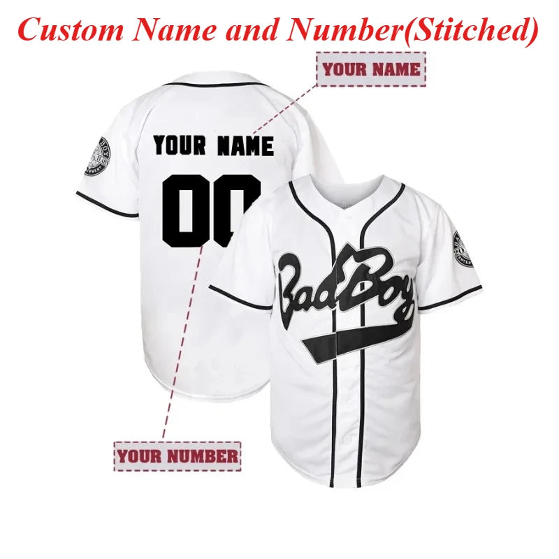 Custom Name And Number Men's Baseball Jersey Embroidered Bad Boy Short Sleeve Breathable Sportswear Men Clothing DIY T-Shirt
