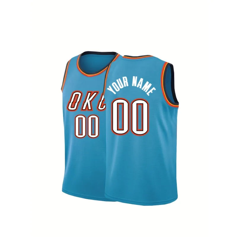 Personalized Men's Basketball Jersey Breathable V-Neck Sleeveless Shirts DIY Name And Number Gym Tees Fitness Sports Vest