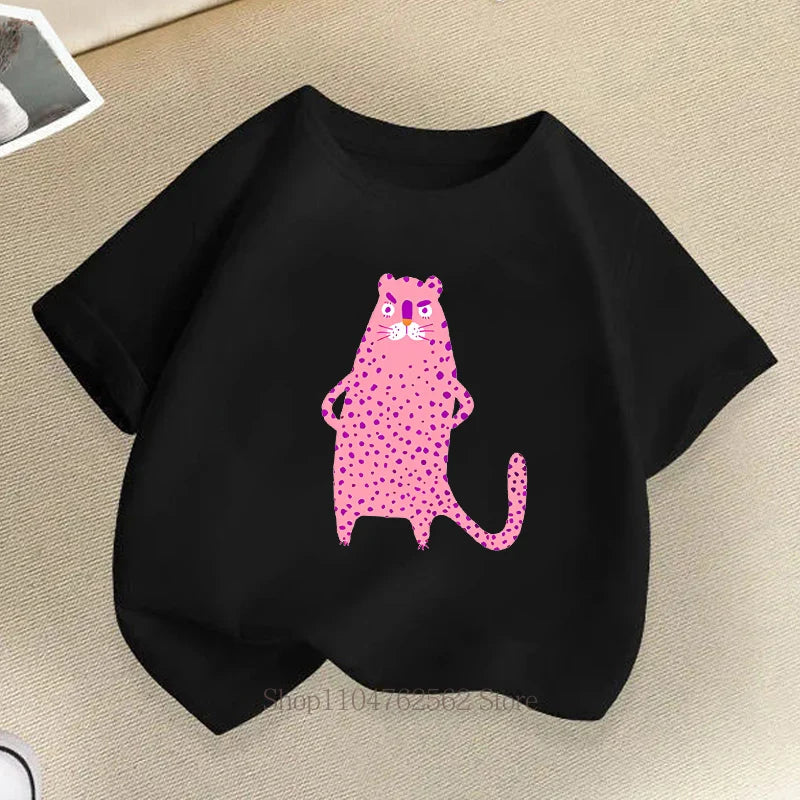Cute Cat Print Children T-shirts Summer Girls Boys Casual Fashion Kawaii Short Sleeve Tops O-Neck Colorful Kids T-shirts