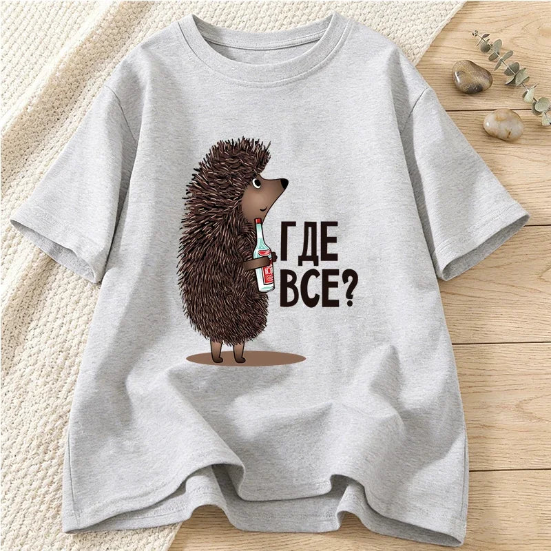Cute Hedgehog Graphic Print T-shirts for Women Men Summer Casual Fashion Funny Streetwear Tops Crew Neck Short Sleeve T-shirts