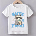 Children Clothing Cute Raccoon Print T-shirts Boys Girls Summer Casual Fashion Colorful Tops Crew Neck Short Sleeve Kids Tees