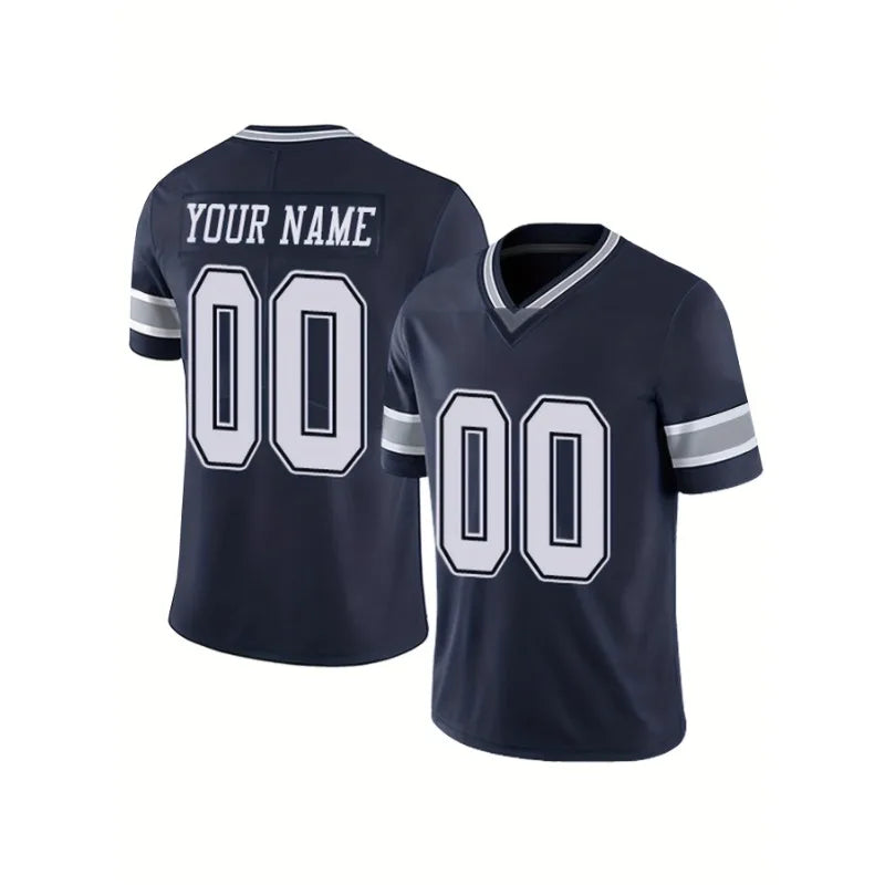 Custom Name&Number Dallas Football Shirt Men's Short Sleeve V-Neck Embroidery Breathable DIY T-Shirt Personnalis¨¦ Men Clothing