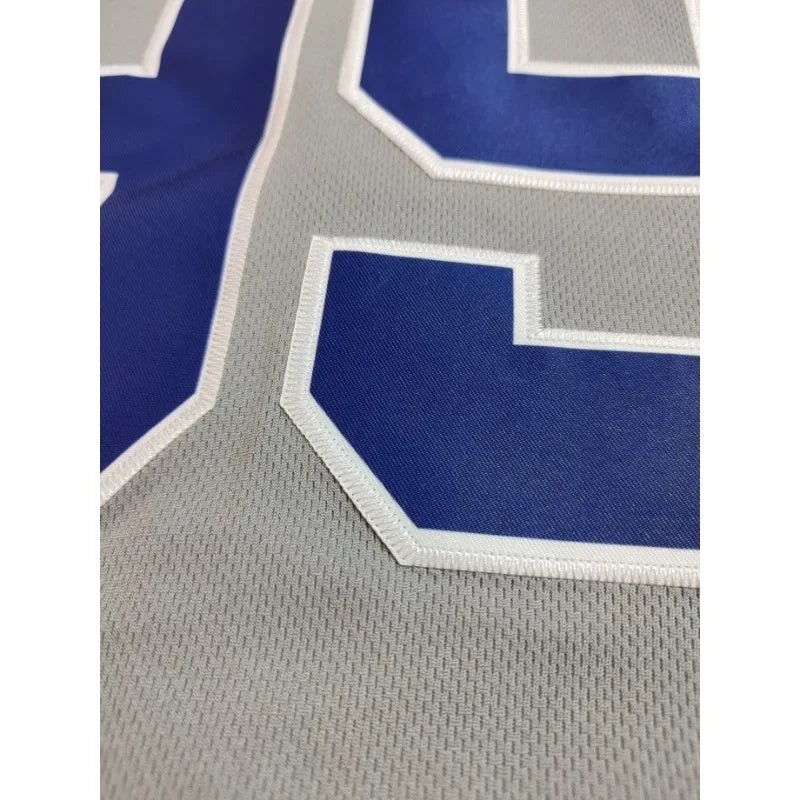 Custom Name and Number Men's Baseball Jersey Grey New York Embroidered Loose Breathable V-Neck Short Sleeve Button Up Sports Top