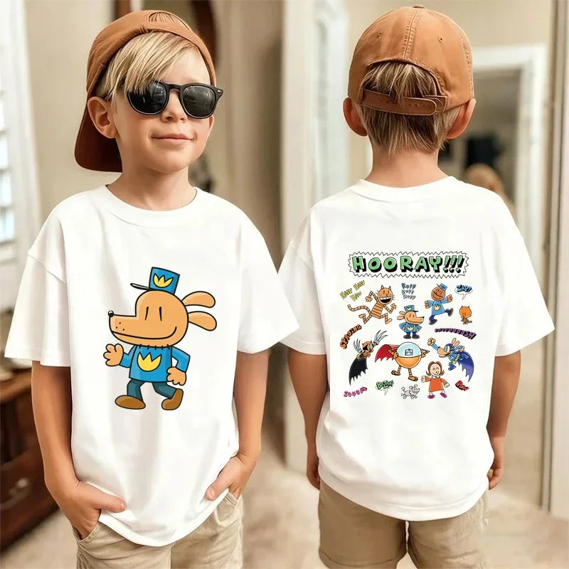 Dog Police Print Children T-shirts Summer Boys Girls Fashion Cute Funny Colorful Casual Tops Kids O-Neck Short Sleeve T-shirts