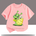 Green Snail Graphic T-shirts for Boys Girls Summer Children Cute Funny Casual Colorful Tops Kids Crew Neck Short Sleeve T-shirts