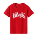 Los Angeles Letter Print Teenage T-shirt Summer Retro Simple Casual Fashion O-Neck Short Sleeve Children Colorful Tops Clothing