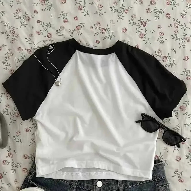 Cute Cat Print T-Shirt Women's Clothing Summer Funny Casual Fashion Y2K Streetwear Tops Crew Neck Short Sleeve Crop Top T-shits