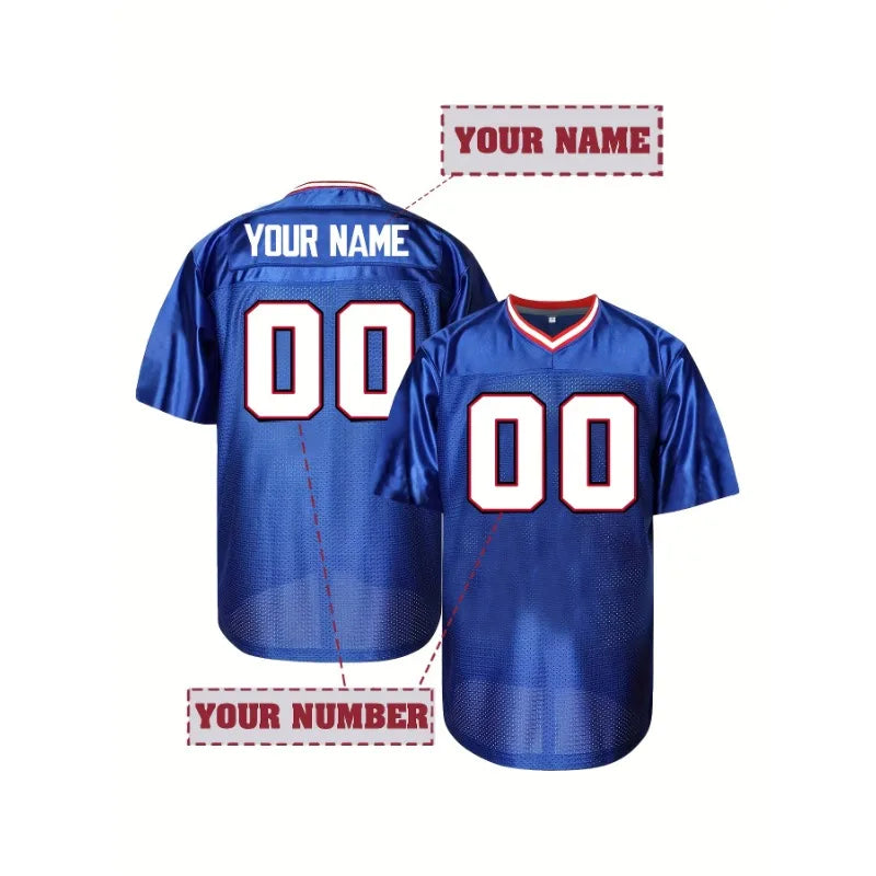Custom Men's Rugby Jersey-Personalized Name & Number Buffalo V-Neck Short Sleeve Breathable Football Shirt  T Shirt Personnalis¨¦