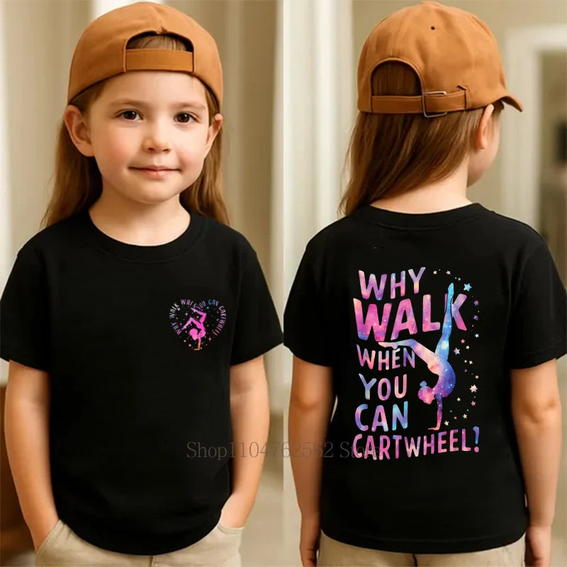Dance Girls Graphic Print Children T-shirts Summer Casual Fashion Funny Tops Girls Colorful Crew Neck Short Sleeve T-shirts