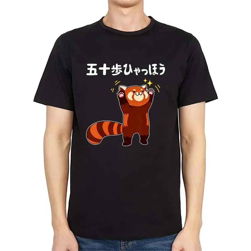Red Panda Graphic Print T-shirts Men's Clothing Summer Casual Fashion Harajuku Tops Loose Crew Neck Short Sleeve Cotton Tees