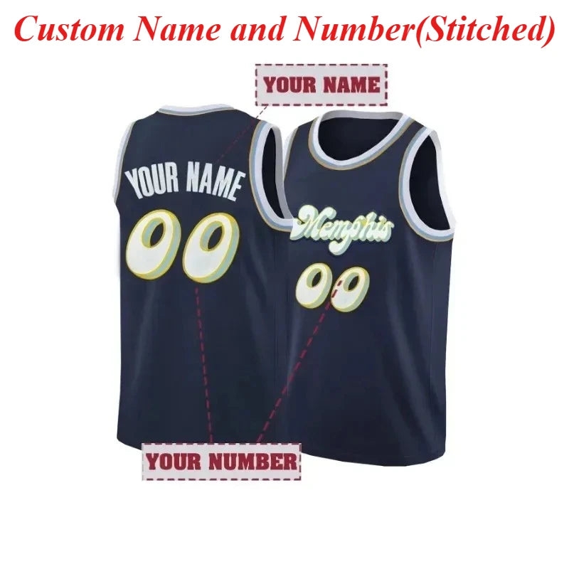 Customized Memphis Basketball Jersey Sports Uniform Suit for Men Women Personalized Stitched Vest Make Your Own DIY Tank Tops