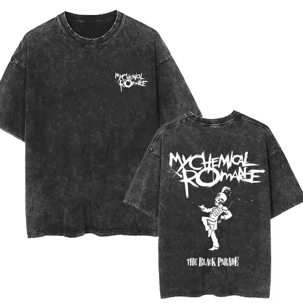 Vintage My Chemical Romance Print Washed T-shirts Women Men Summer Streetwear Retro Casual Fashion Short Sleeve Washed T-shirts