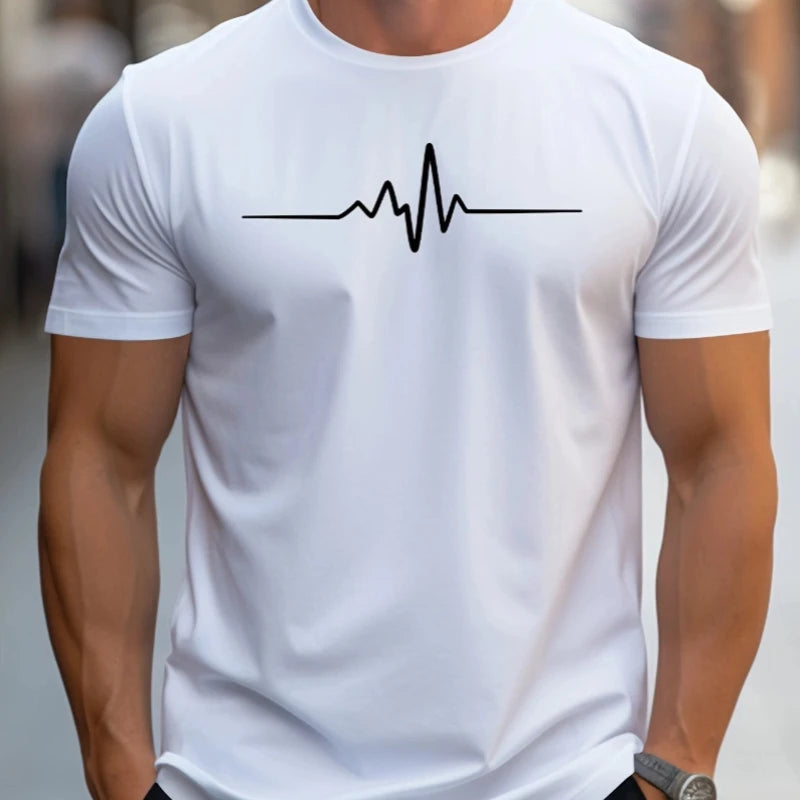 Loose Summer for Men Creative Graphic Print Slim Casual Sports T-shirt with Round Neck Short Sleeves Summer Fashion Short Sleeve