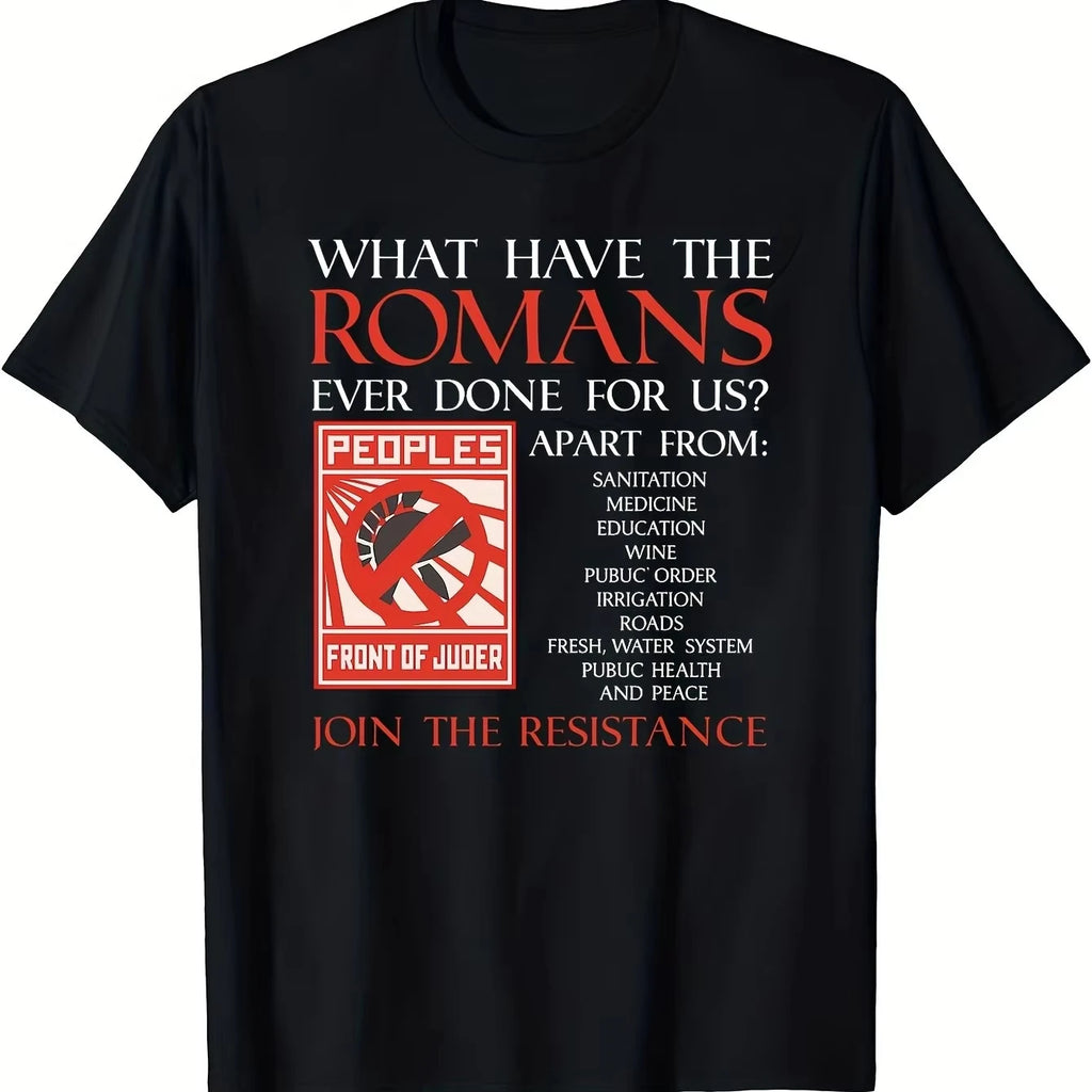 Men'S Monty Python What Did The Romans Do for Us? Funny Roman History T-Shirt Casual Fit Retro Graphic Tee
