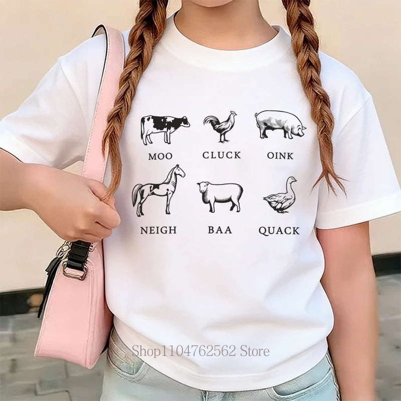 Funny Animals Graphic Print Children's Clothing Summer Boys Girls Casual Fashion Colorful Tops Kids O-Neck Short Sleeve T-shirts
