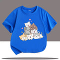 Seven Cute Cats Graphic Children's Clothing Summer Girls Casual Fashion Kawaii Tops Kids Colorful O-Neck Short Sleeve T-shirts
