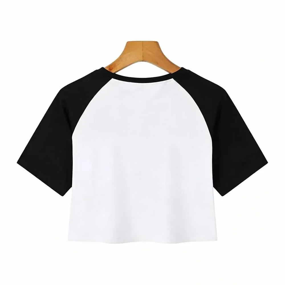 Dtmf Graphic Print Crop Top T-shirts Summer Women's Clothing Fashion Casual Y2K Streetwear Crew Neck Short Sleeve Crop Top Tees