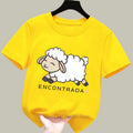 Sheep Printed Pattern Children T-shirts Summer Girls Casual Fashion Kawaii Tops Kids Colorful O-Neck Short Sleeve T-shirts