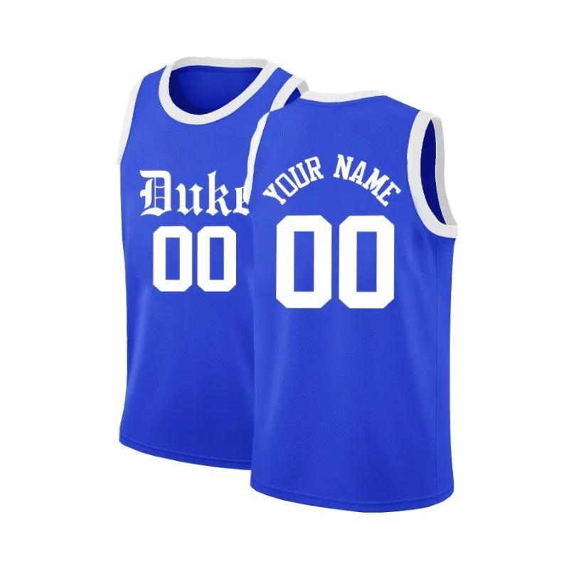 Customizable Duke Basketball Jersey Personalized Name & Number Embroidery, Breathable Sleeveless Sports Top for Men Casual Wear