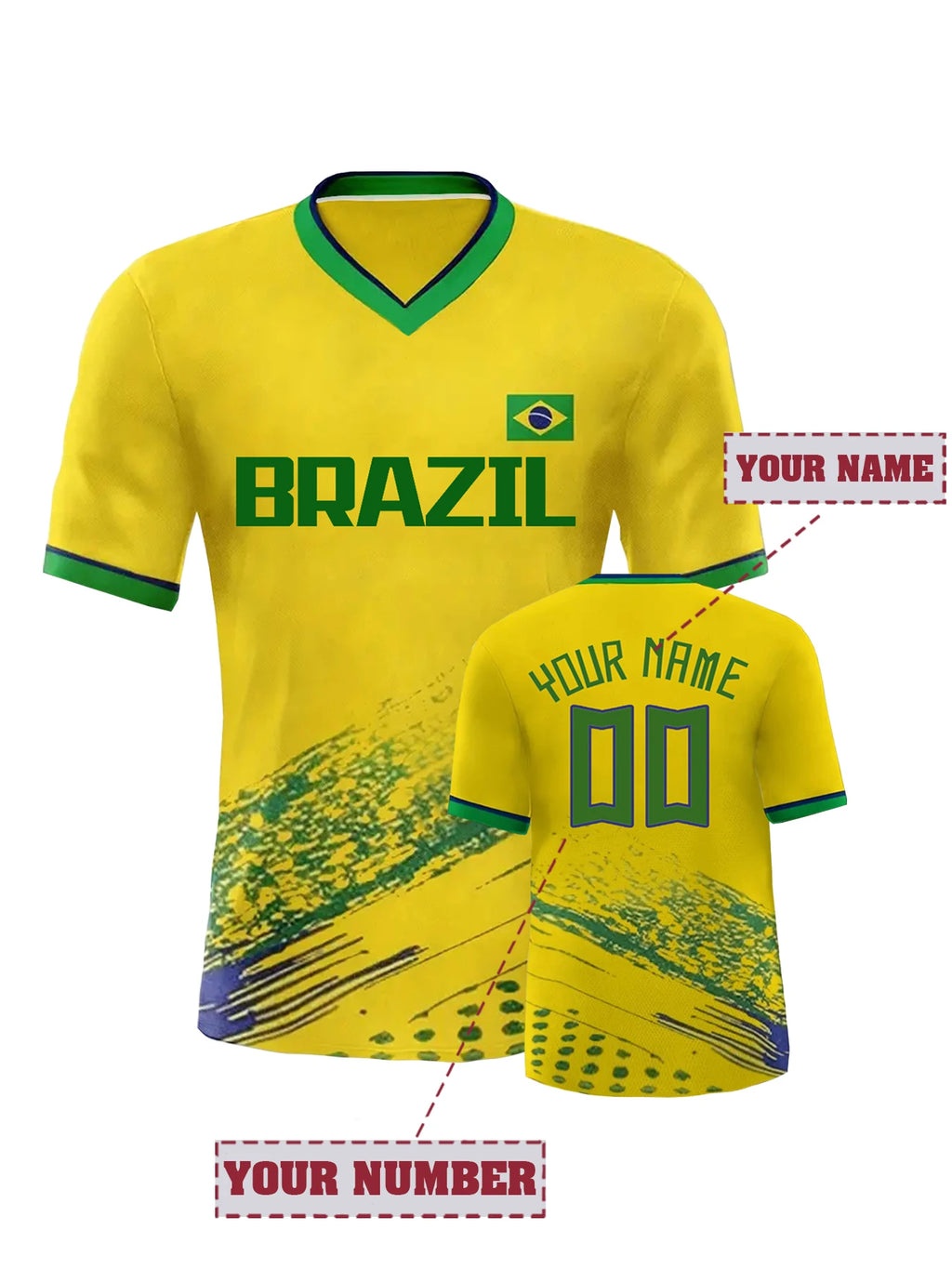 Custom Men's Breathable Baseball Jersey Personnalis¨¦ Name & Number, Loose Fit Short Sleeve Tee BRASIL T-shirt DIY Men Clothing