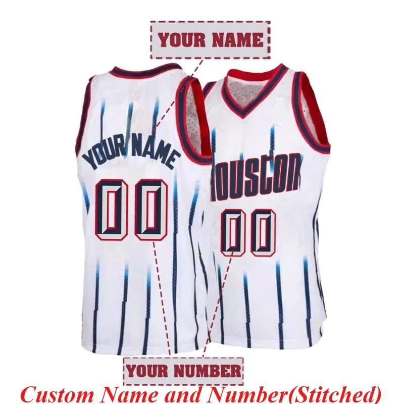 Custom Name&Number Basketball Jersey Houston Breathable Sleeveless Vest Perfect for Training Competition and Sports Activities