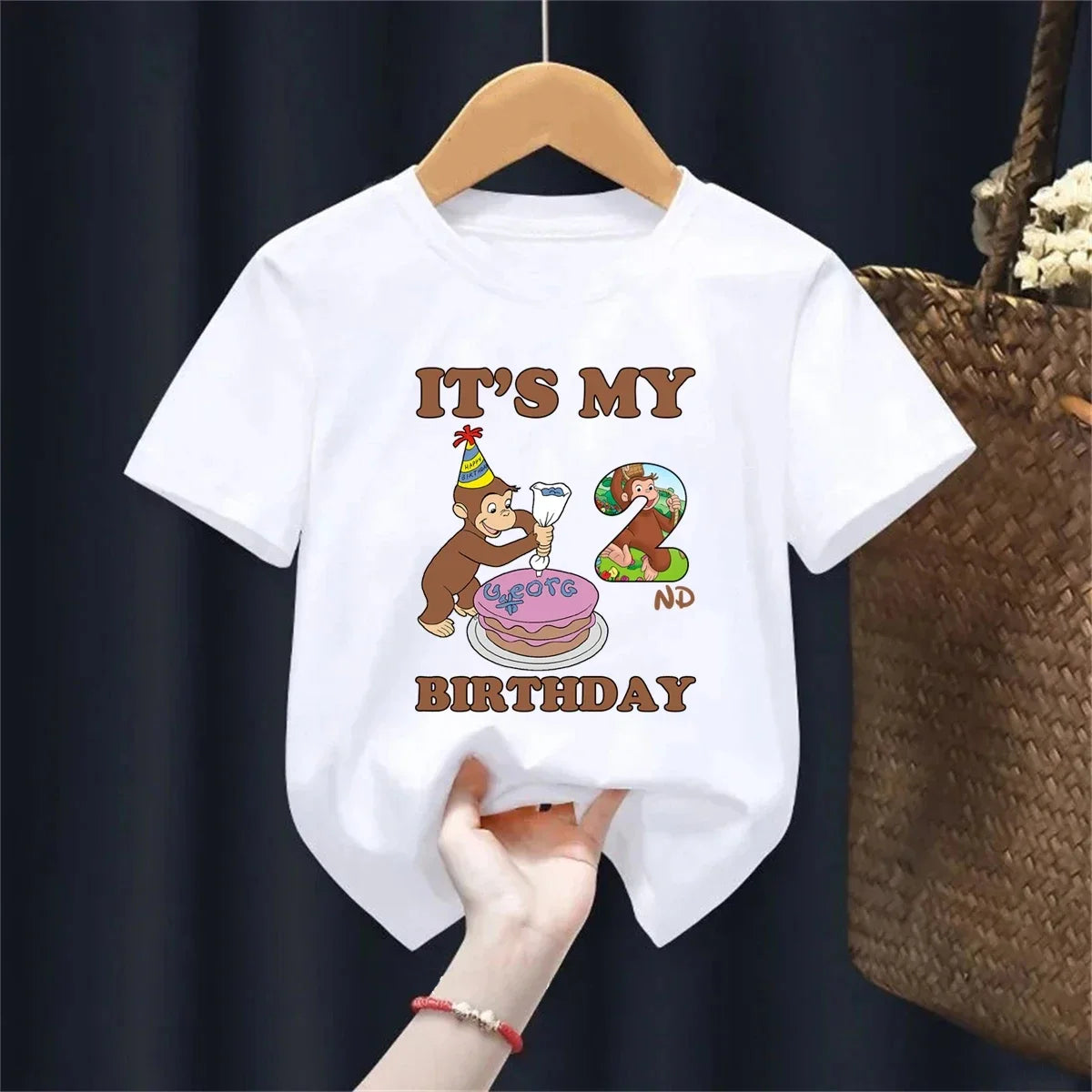 Monkey Birthday Printed Pattern Children T-shirts Summer Girls Boys Fashion Casual Funny Tops Kids O-Neck Short Sleeve T-shirts