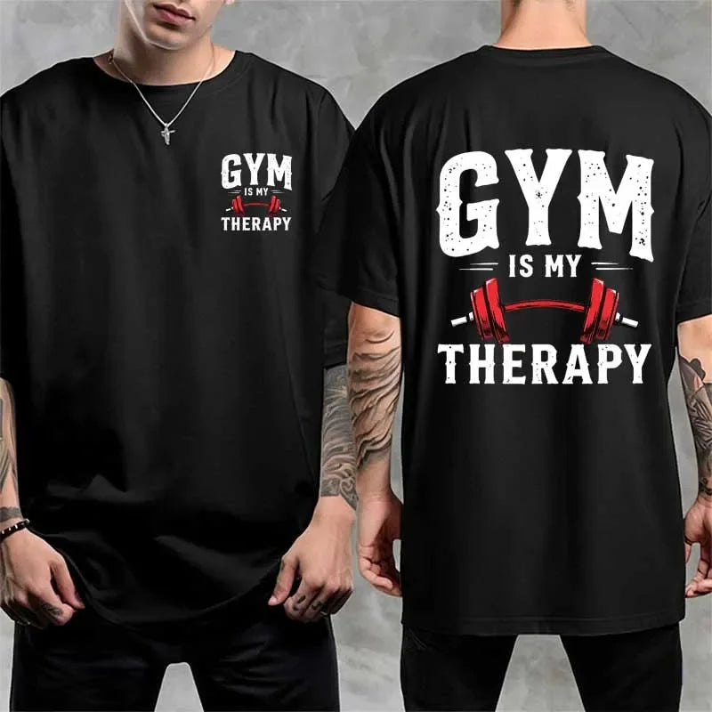 Men's Clothing Gym Print T-Shirt Casual Fashion Summer Harajuku Streetwear Cotton Tops Vintage Crew Neck Short Sleeve T-shirts