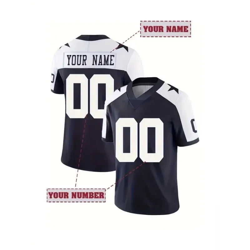 Custom Name And Number Men's Embroidered American Football Jersey Personalized Short Sleeved Graphic Dallas T-Shirt Men Clothing