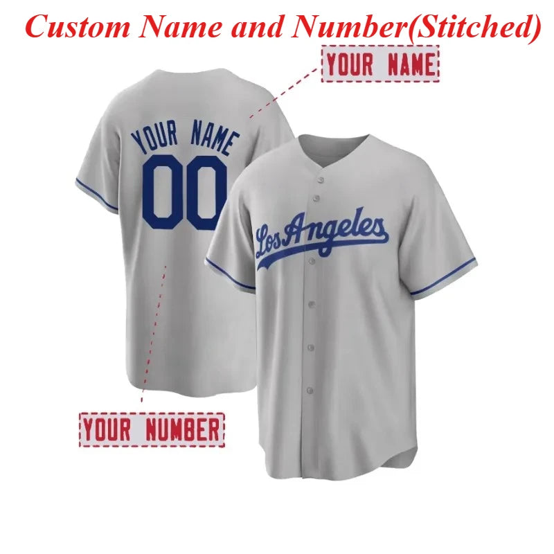 Customized Name And Number Men's Baseball Shirt Short Sleeve Stitched Los Angeles Shirts Comfy Top For Training And Competition