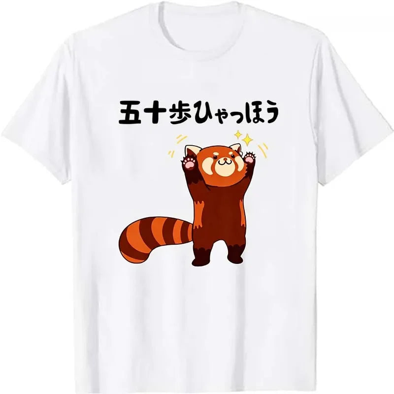 Red Panda Graphic Print T-shirts Men's Clothing Summer Casual Fashion Harajuku Tops Loose Crew Neck Short Sleeve Cotton Tees