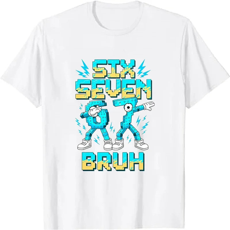 Women's Clothing Six Seven Print T-shirts Summer Casual Fashion Funny Streetwear Y2K Tops Crew Neck Short Sleeve T-shirts