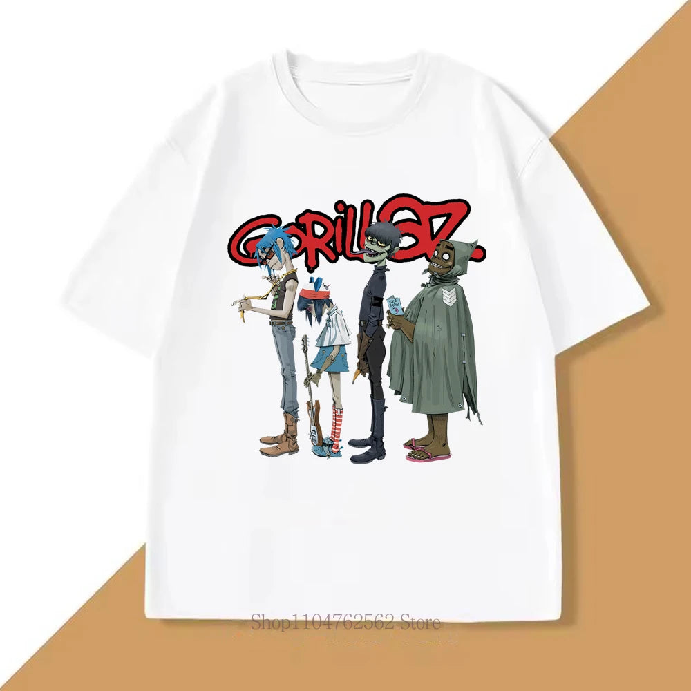 Gorillaz Graphic Print T-shirts Men Women Summer Streetwear Y2K Casual Fashion Oversize O-Neck Short Sleeve Tops T-shirts