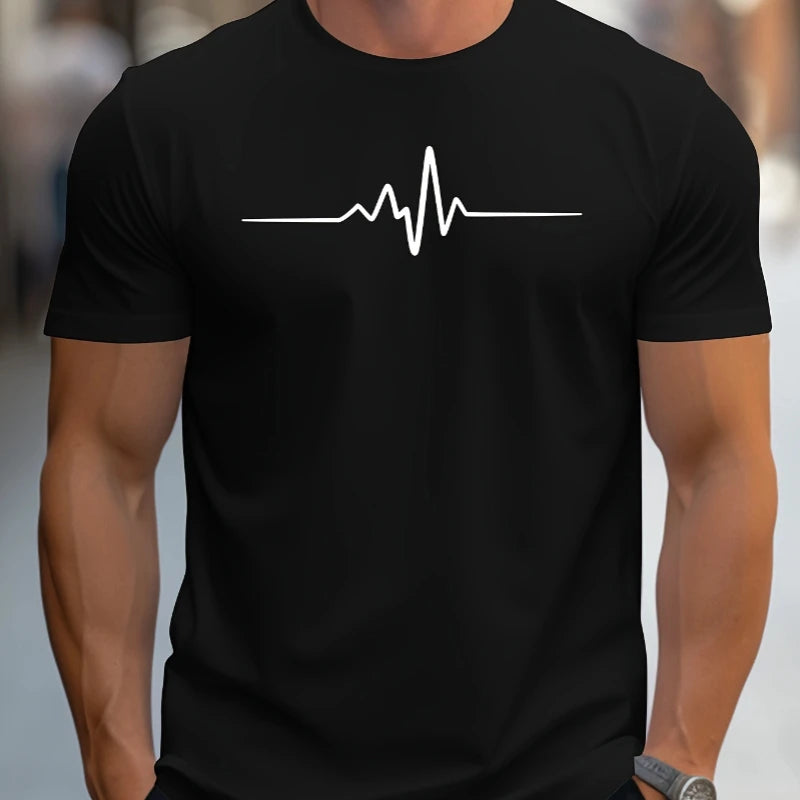 Loose Summer for Men Creative Graphic Print Slim Casual Sports T-shirt with Round Neck Short Sleeves Summer Fashion Short Sleeve