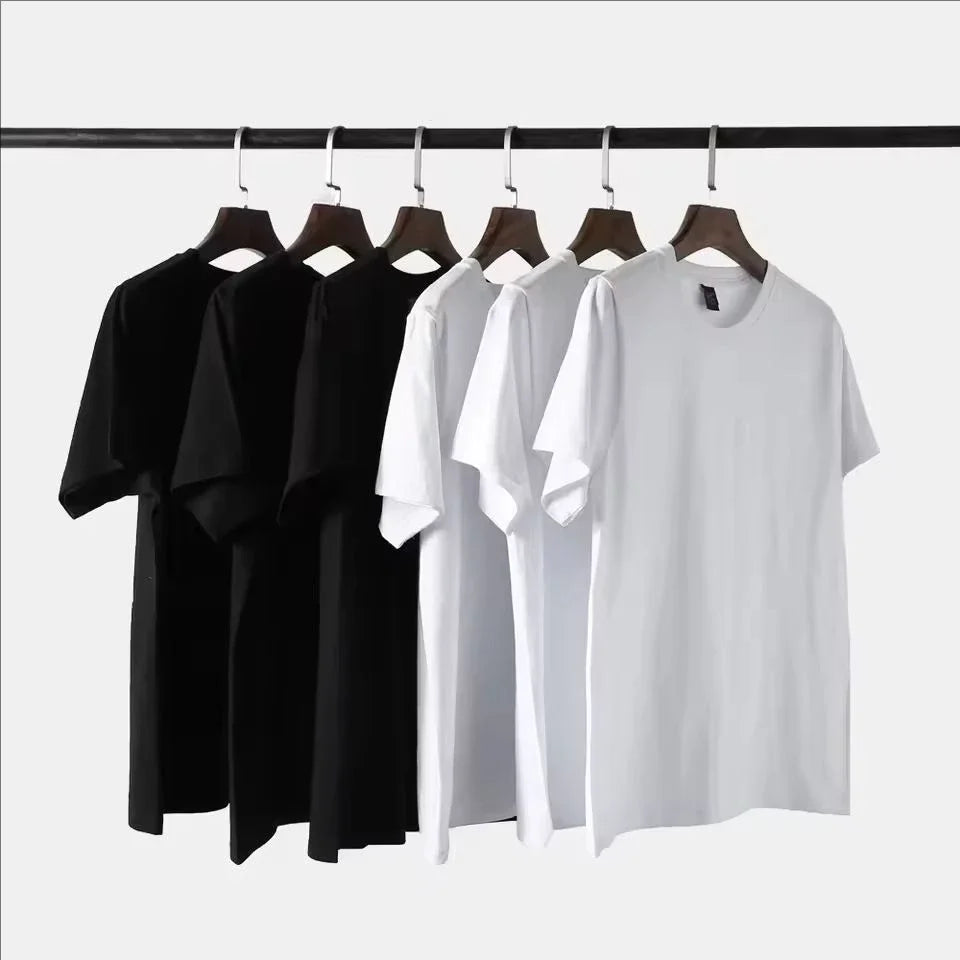 2025 Solid T-shirt Men Women Summer Casual Loose Fashionable Trend Cotton O-Neck Short Sleeve High Quality Tops Clothing Unisex