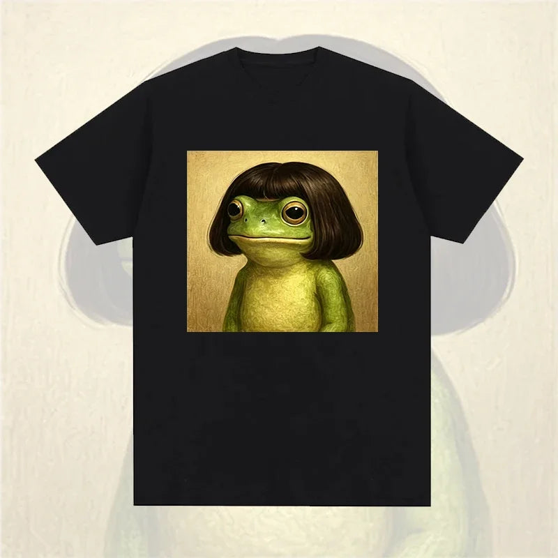 Funny Frog Graphic Print T-shirts for Men Summer Casual Loose Fashion Streetwear Tops Women Crew Neck Short Sleeve T-shirts