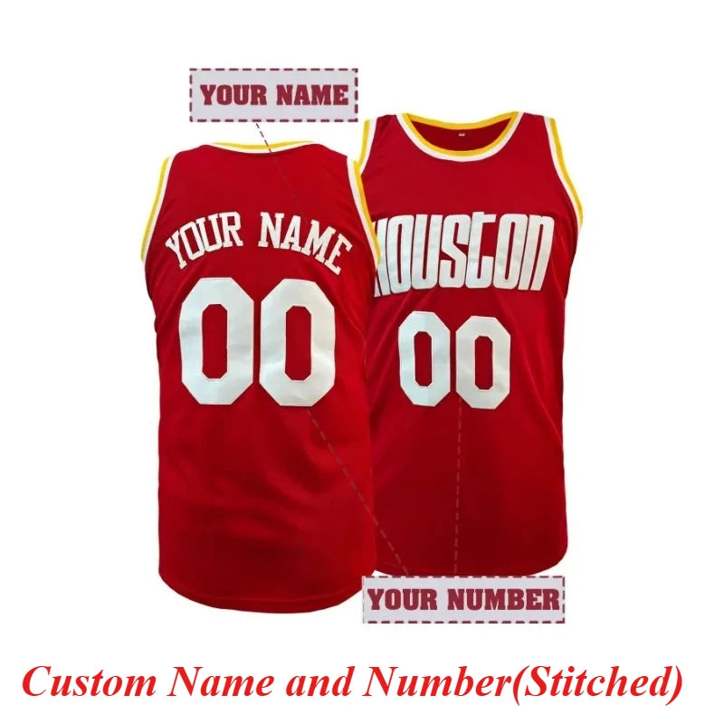 Custom Name&Number Basketball Jersey Houston Breathable Sleeveless Vest Perfect for Training Competition and Sports Activities