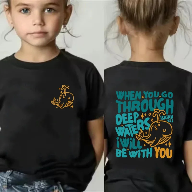 Children's Clothing Whale Print T-shirts Summer Casual Fashion Girls Boys Cute Colorful Tops Kids O-Neck Short Sleeve T-shirts